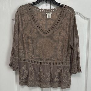 Taupe Lace Blouse
